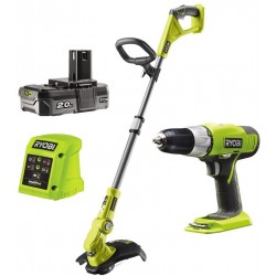 RYOBI Set aku strunová sekačka + vrtací sada RLT1832CD3HS, šířka záběru 30 cm, 18V